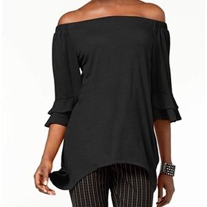 NY Collection Womens Off-The-Shoulder Asymmetric C